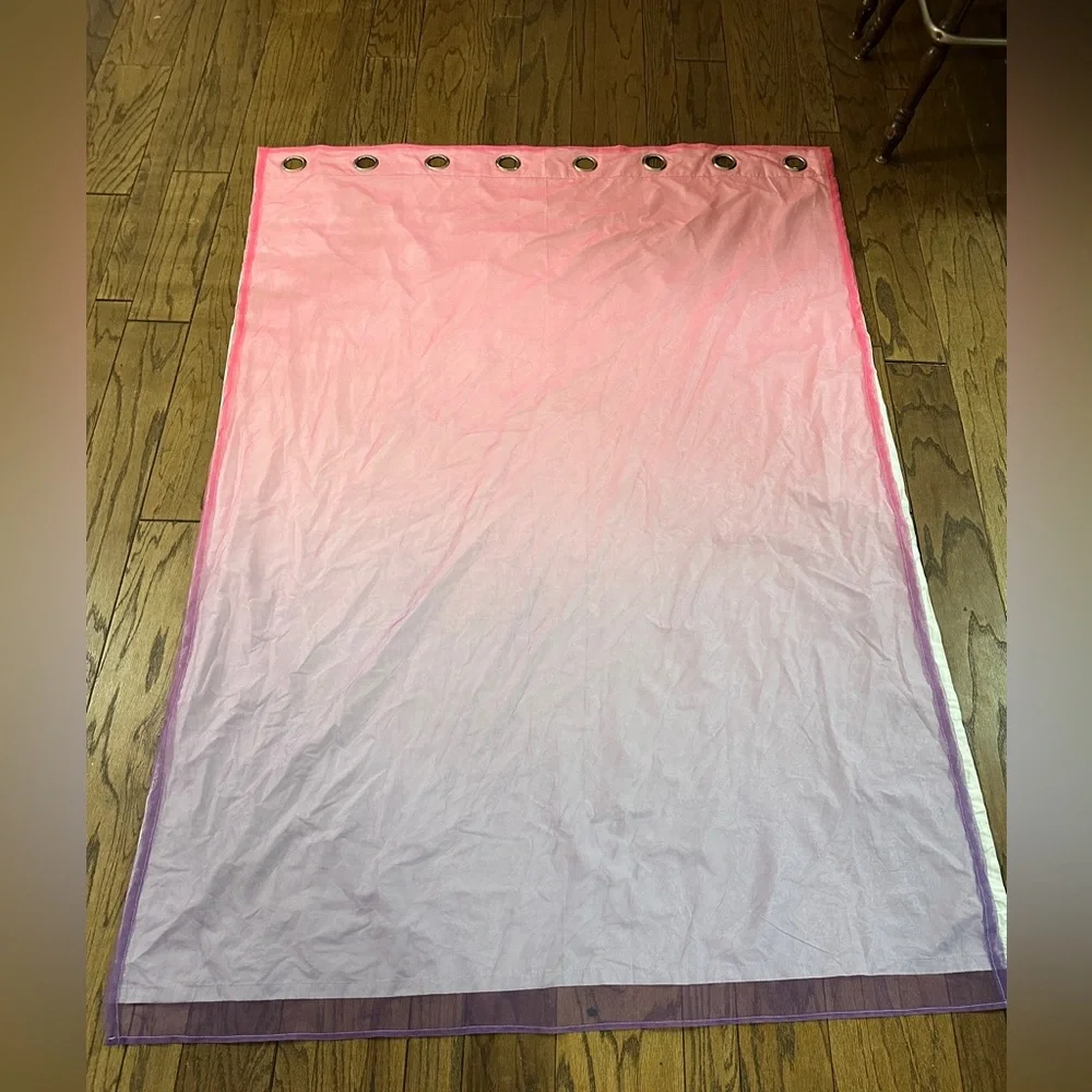 One White Single Curtain Panel Sheer Purple Pink Overlay